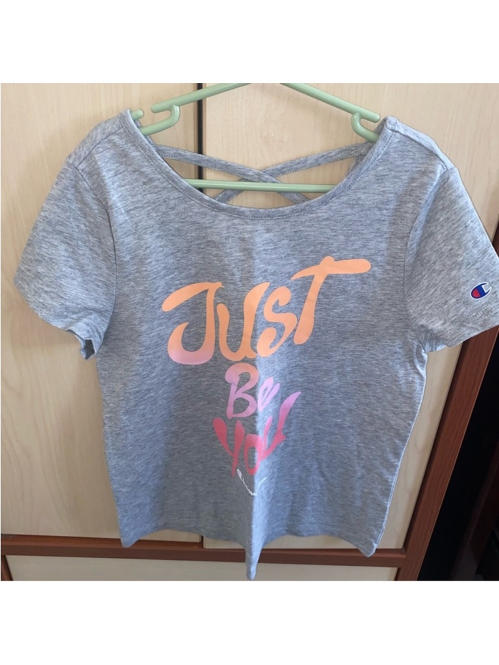 Champion Girls Criss Cross Back Graphic Tee Gray Size 10/12